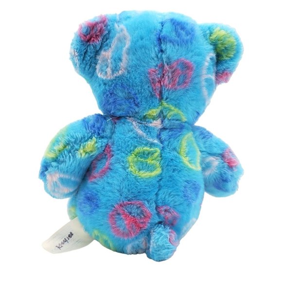 Build A Bear Peace Sign Teddy Bear Stuffed Animal Plush 14" Blue Pink 2010 - Picture 4 of 7
